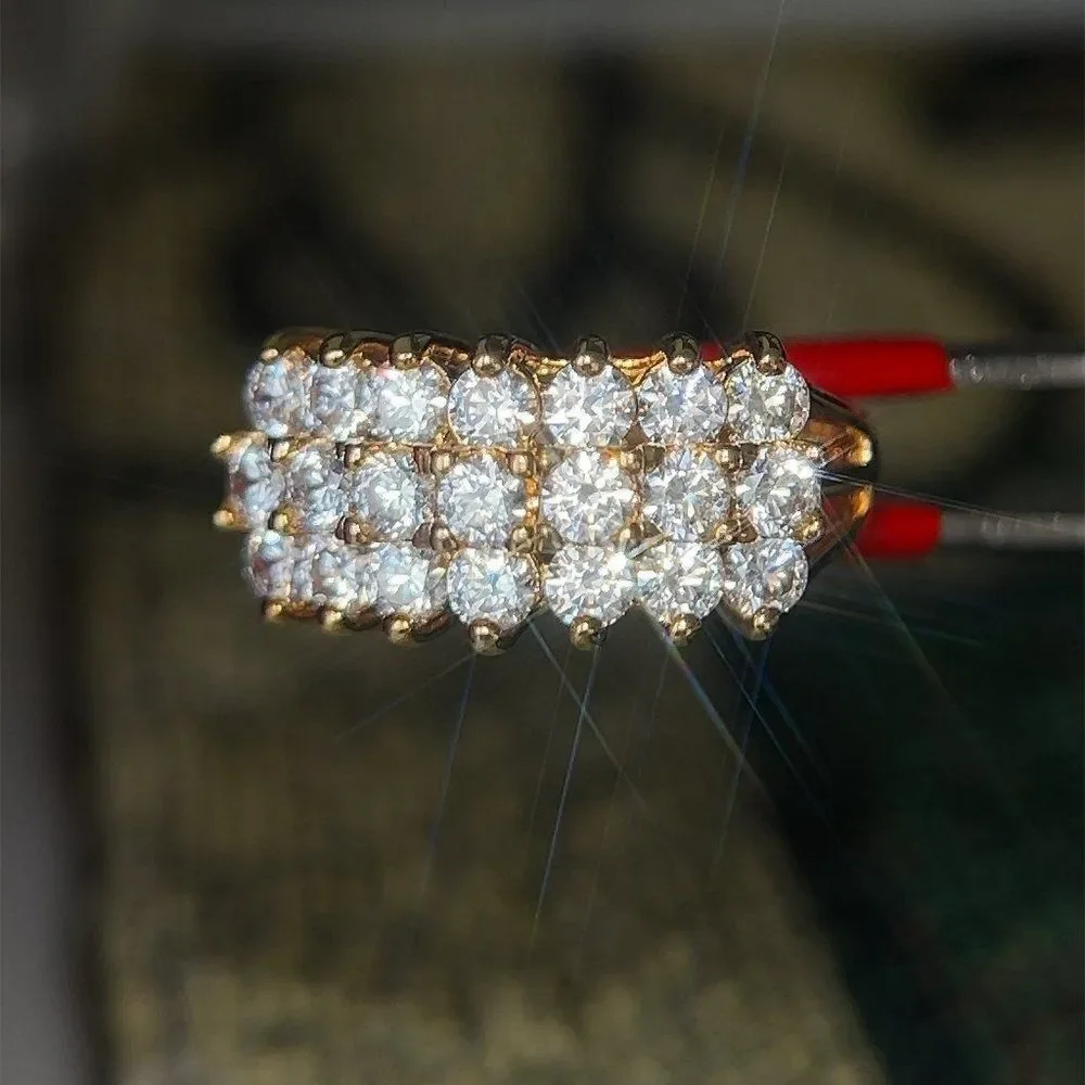 925 Gold Vermeil 3-Row‎ Diamonique Cz Ring